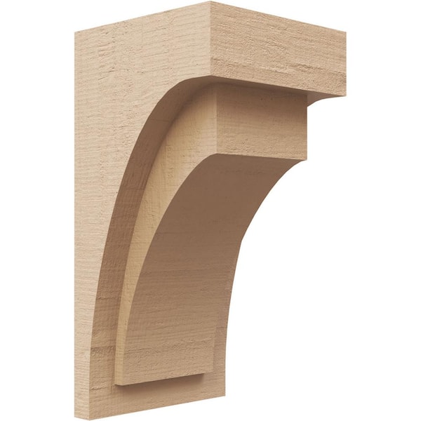 Ekena Millwork 6 in. x 6 in. x 12 in. Series 2 Wide Rivera Rough Cedar Woodgrain Timberthane Polyurethane Corbel, Primed Tan