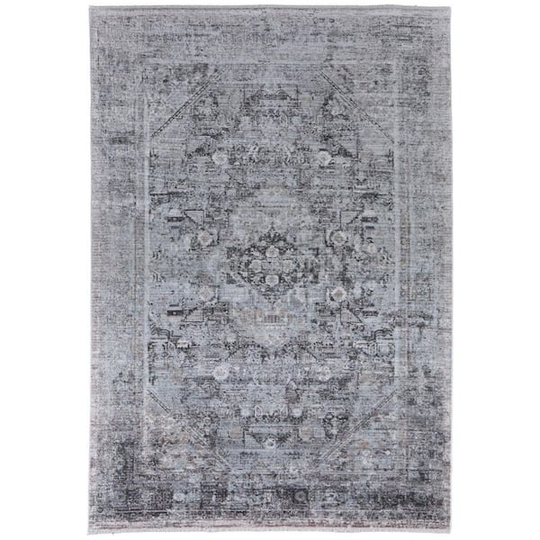 Gray, Silver 7 ft. x 10 ft. Oriental Area Rug