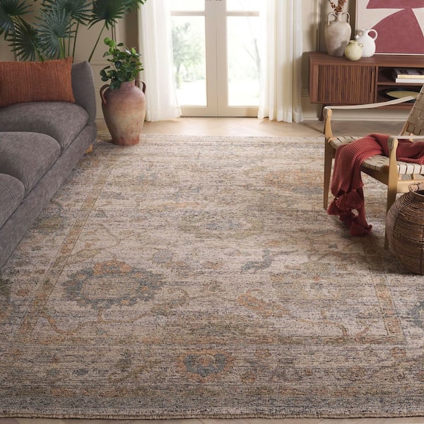 Izmir 10 ft. x 14 ft. Ivory/Gray Distressed Ornate Area Rug