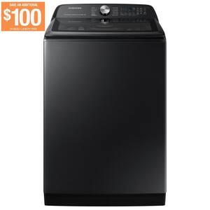 5.1 cu. ft. Smart High-Efficiency Top Load Washer with Agitator, ActiveWave and Super Speed in Brushed Black ENERGY STAR