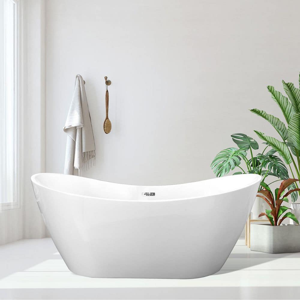 Alana 70'' White Freestanding Acrylic Soaking Bathtub