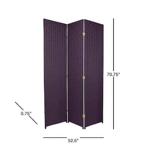 6 ft. Deep Purple 3-Panel Room Divider