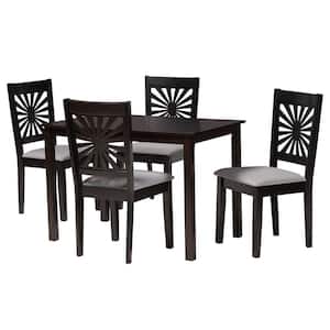 Olympia 5-Piece Grey and Espresso Brown Wood Dining Set