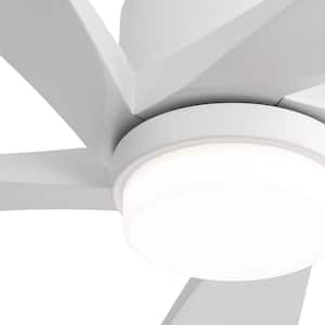 52 in. Indoor Integrated LED Smart White Ceiling Fan with Light Kit and Remote Control Included