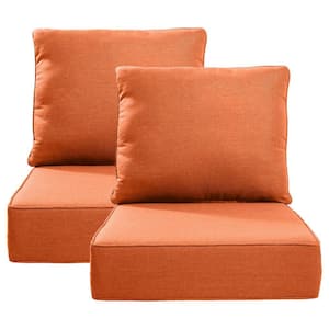 24 in., x 24 in., x 6 in., 4-Piece Repacement Deep Seating Olefin Outdoor Lounge Chair Cushion in Orange