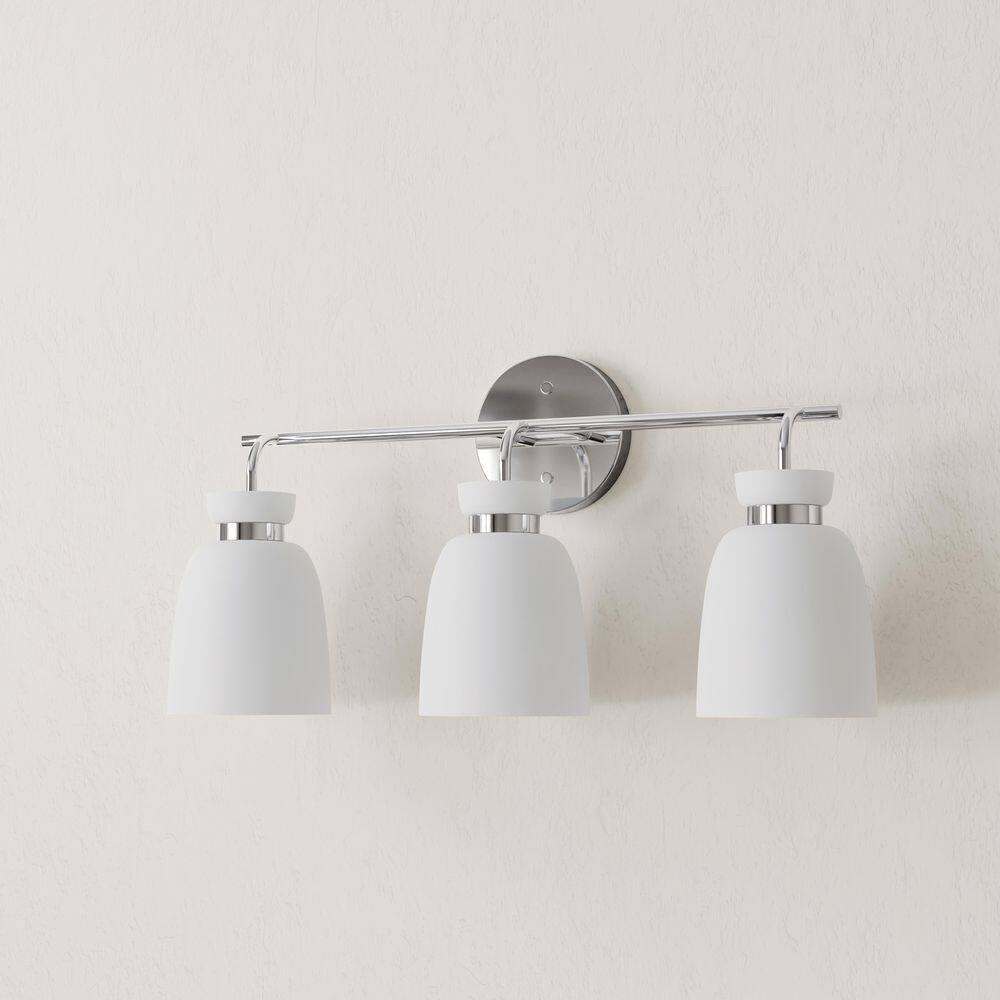Lexie Polished Chrome 3-Light Vanity with Opal Glass Shades