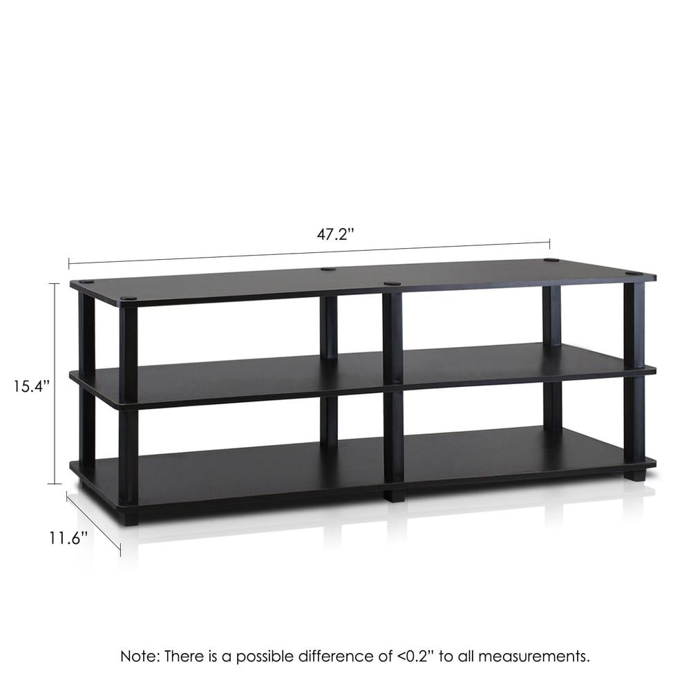 Espresso Black 3-Tier Rectangular TV Stand with Cabinet