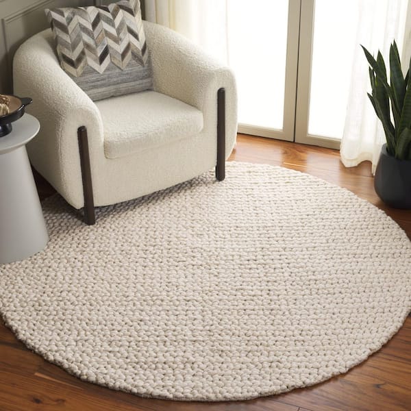 Natura 6 ft. x 6 ft. Ivory Solid Modern Round Area Rug