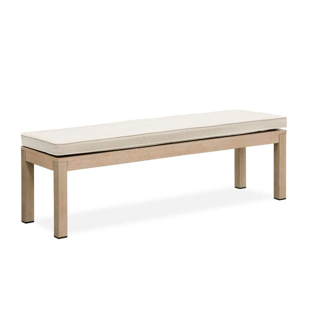 Bordeaux 57" Beige Aluminum Outdoor Dining Bench with Foam Cushion
