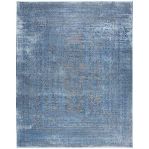 Luxurious Blue 9 ft. x 12 ft. Distressed Traditional Area Rug