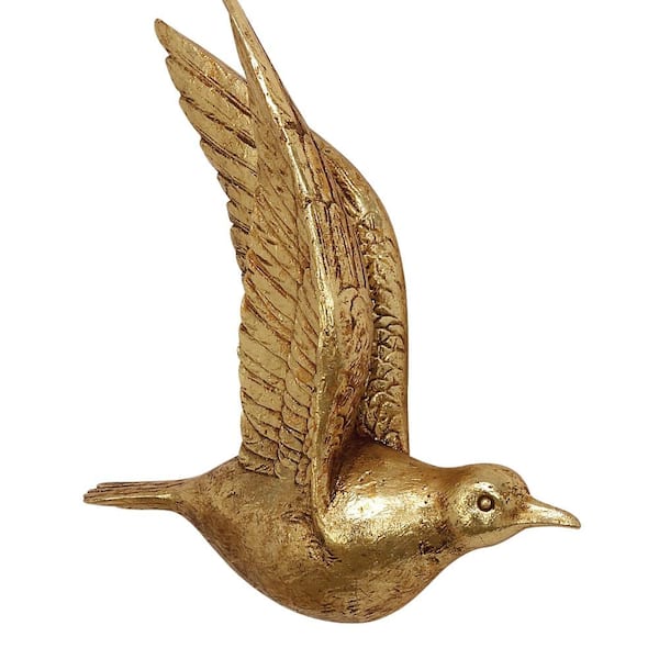 Litton Lane Wood Gold Carved Angel Wings Bird Wall Decor with Gold Accents  (Set of 2) 040965 - The Home Depot