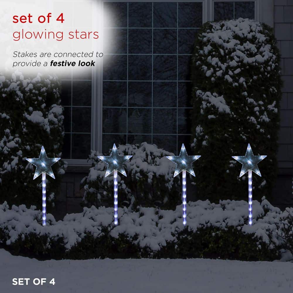 Shooting Star LED Pathway Stakes, 4-Pack, Cool White