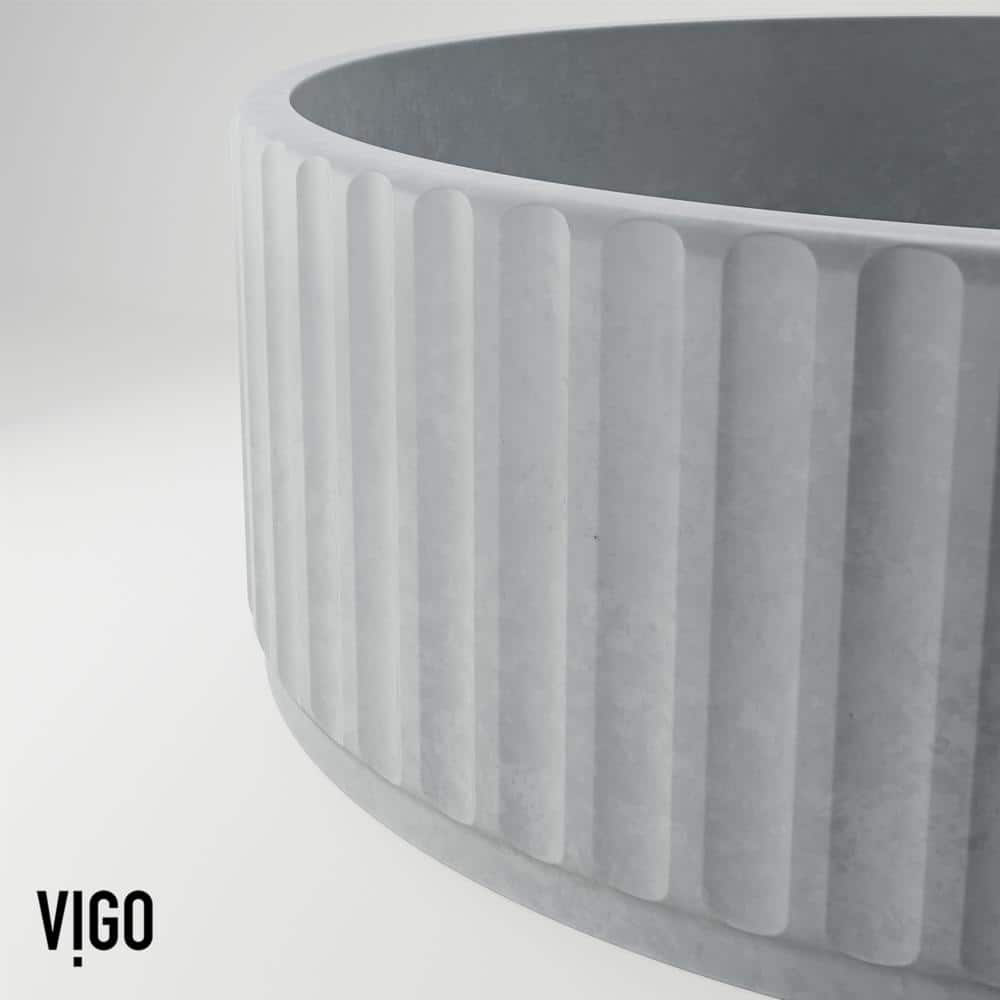 Gray Fluted Concrete Round Above-Counter Vessel Sink