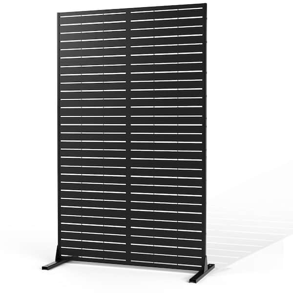 Unbranded Metal Privacy Screen for Deck Patio Balcony, Outdoor Privacy Screen Freestanding Decorative Privacy Screen, Black