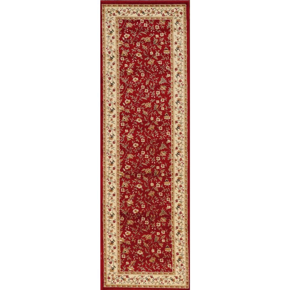 Como Red 2 ft. x 8 ft. Traditional Floral Area Rug