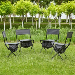 4-Piece Grey Outdoor Folding Chair with Storage Bag, Outdoor Camping, Portable Chair for indoor, Picnics and Fishing