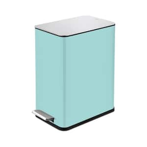 2.6 Gal. Aqua Haze Stainless Steel Trash Can, Step-on, Slim Shape