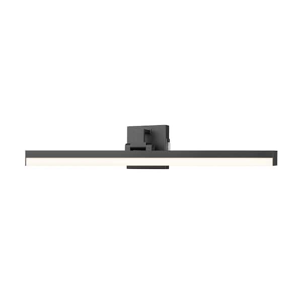 Unbranded Liam 32 in. 2-Light Matte Black Integrated LED Vanity Light with Frosted Plastic Shade