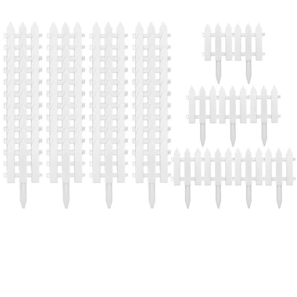 Oyezvary 7.87 in. Plastic Garden Fence Decorative White Picket Fence Panels Set of 48 for Landscape Path Flowerbeds Yard