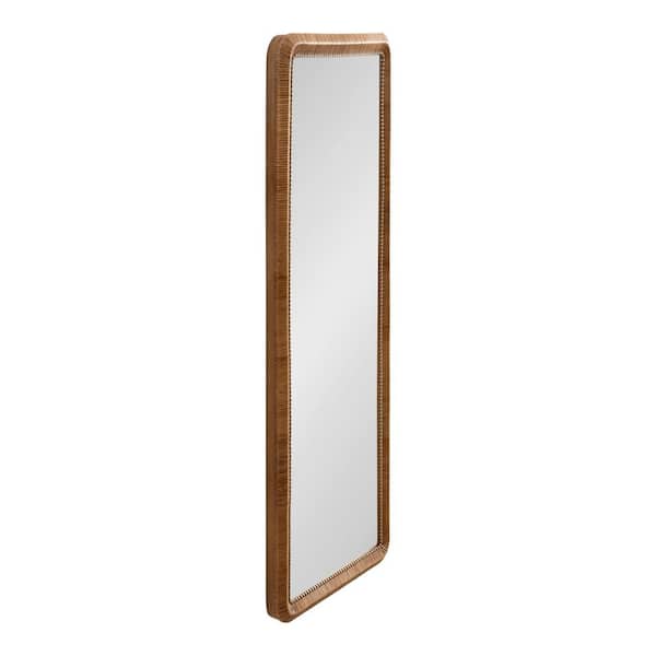 Rahfy Natural 18 in. W x 48 in. H Transitional Rectangle Natural Material Framed Mirror