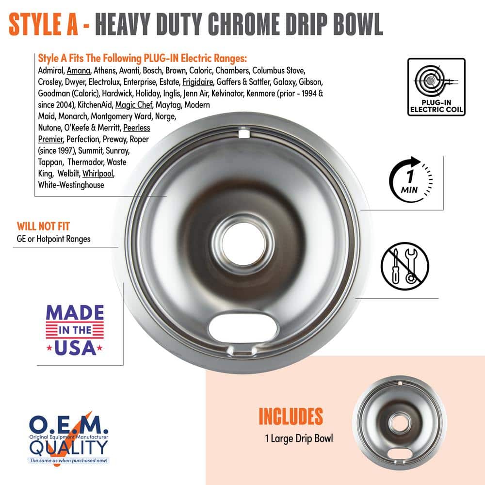 Range Kleen A Style Drip Pan A in Chrome 102-AM The Home Depot
