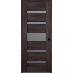 18 in. x 80 in. Vona 07-05 Left-Handed 5-Lite Frosted Glass Solid Core Veralinga Oak Wood Single Prehung Interior Door