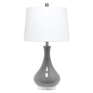 26.25 in. Gray Droplet Table Lamp with Fabric Shade