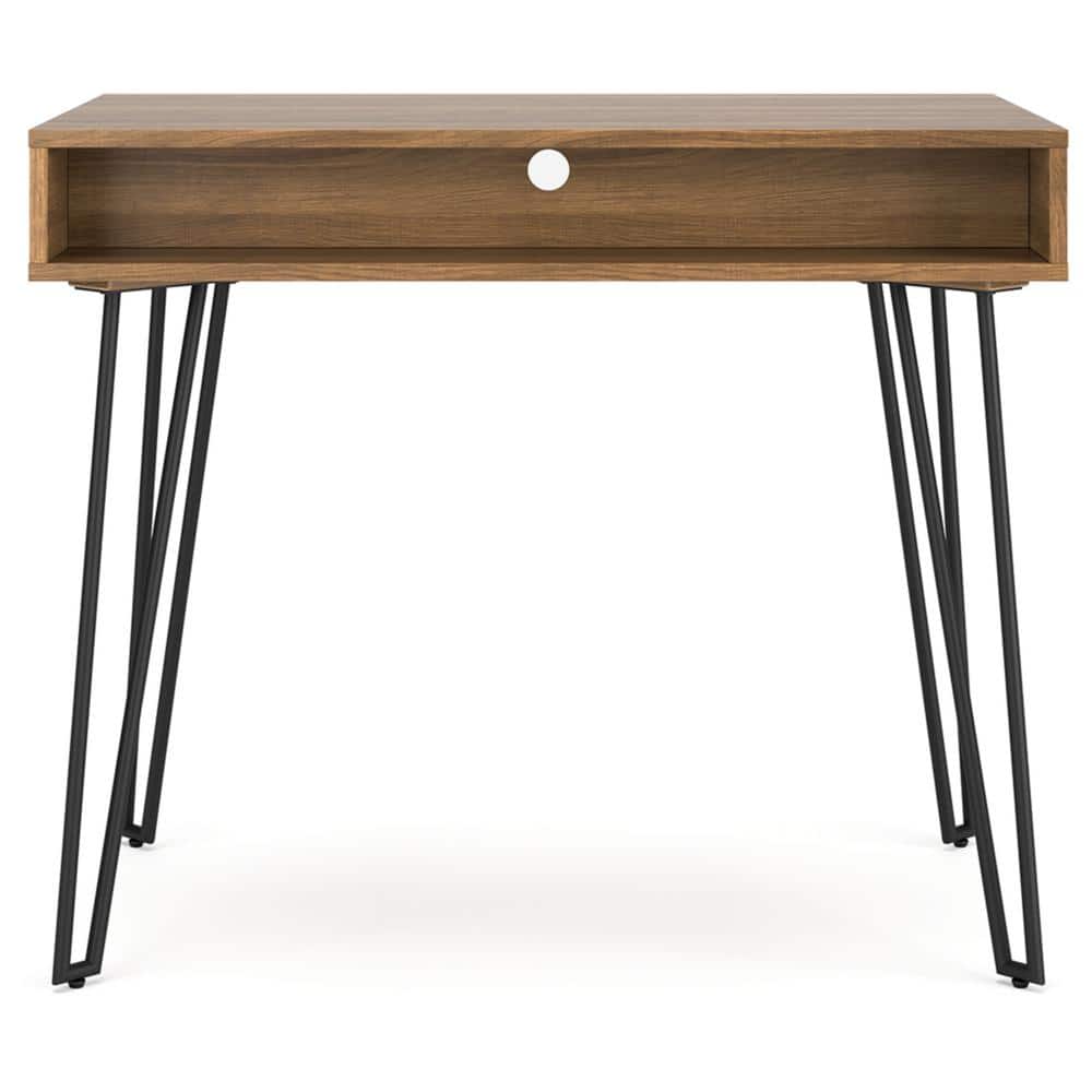Strumford 36" Brown Wood and Black Metal Home Office Desk