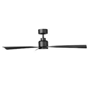 Clean 52 in. Indoor/Outdoor Matte Black 3-Blade Smart Compatible Ceiling Fan with LED Light Kit and Remote Control