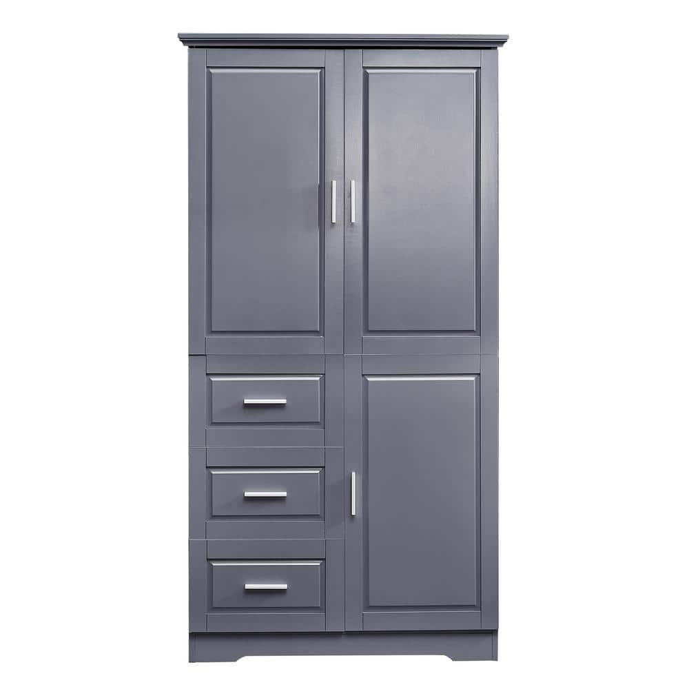 JimsMaison 33 In. W X 20 In. D X 62 In. H Gray MDF Freestanding Linen ...