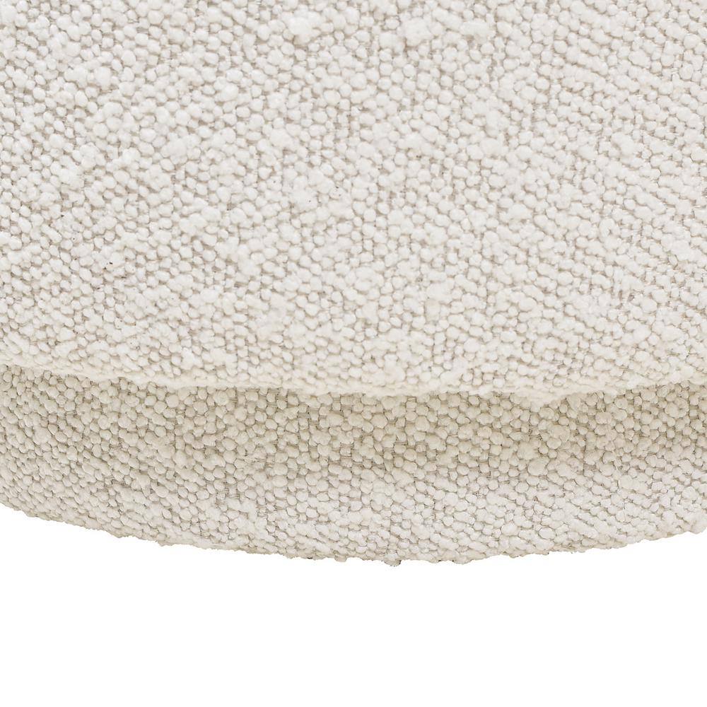 Ivory White Boucle Round Mushroom Ottoman, Small