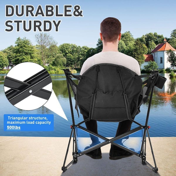 Hammock Camping Chair Black Mesh Fabric Chair with Retractable