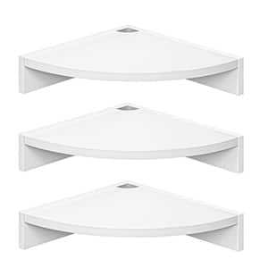 11.5 in. W x 11.5 in. D White Corner Shelf Set of 3, Wood Floating Corner Shelves Decorative Wall Shelf