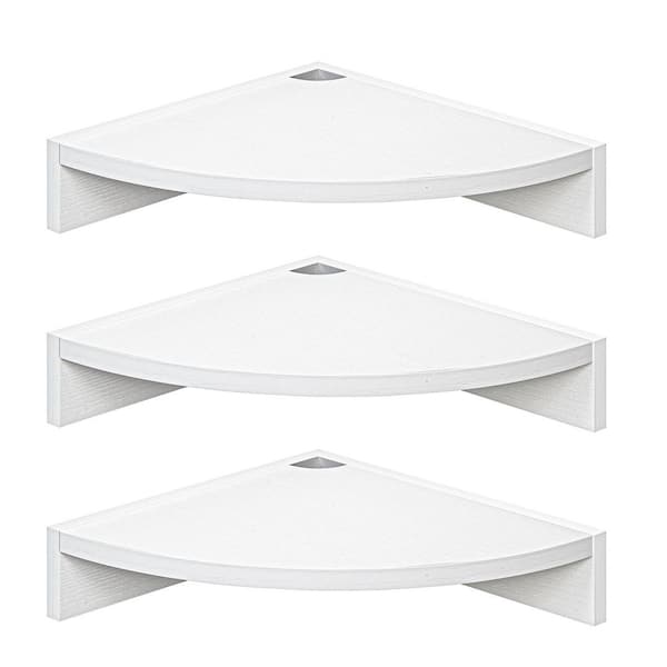 11.5 in. W x 11.5 in. D White Corner Shelf Set of 3, Wood Floating Corner Shelves Decorative Wall Shelf