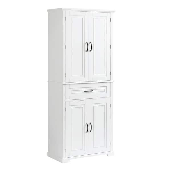 30 in. W x 14 in. D x 72.4 in. H White MDF Freestanding Ready to Assemble  Kitchen Cabinet Storage with 4 Doors wywymnjmnj-24 - The Home Depot