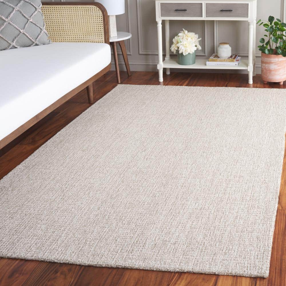 Ivory and Grey 6' x 6' Square Hand Tufted Wool Rug