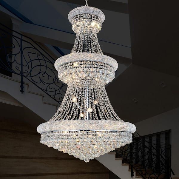 Empire 32 Light Down Chandelier With Chrome Finish