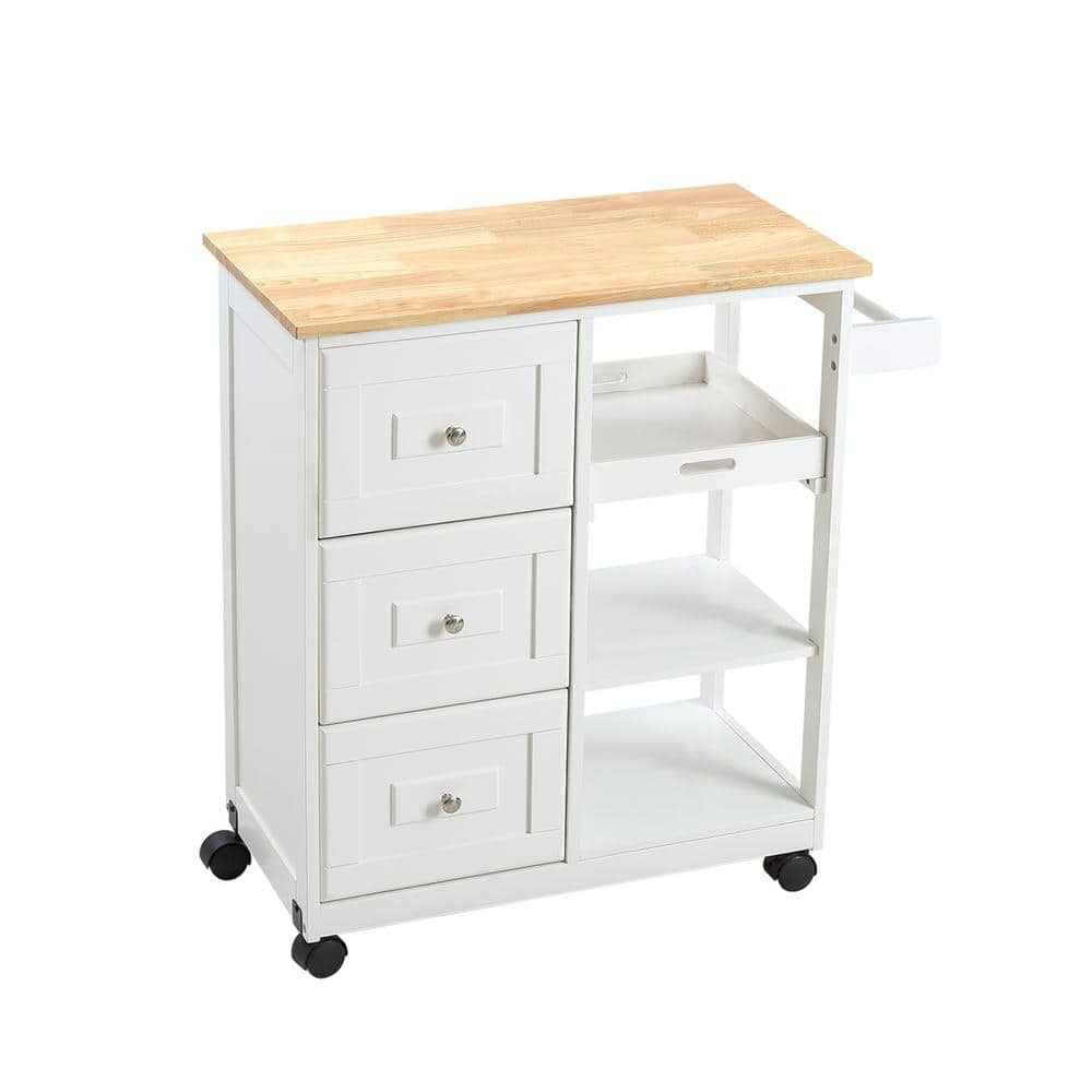 White Lockable Utility Kitchen Carts with Drawer H204-Cart-WH - The ...