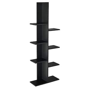 55.5 in. Black Engineered Wood 8-Shelf Modern Bookcase with Durable
