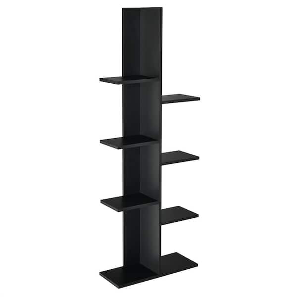 Costway 55.5 in. Black Engineered Wood 8-Shelf Modern Bookcase with Durable