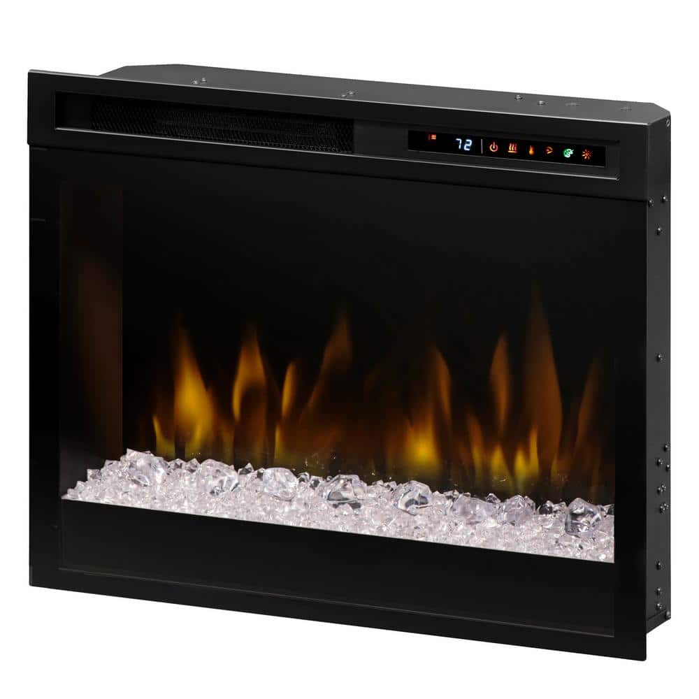 Black Glass Electric Fireplace Insert with Acrylic Ember Bed