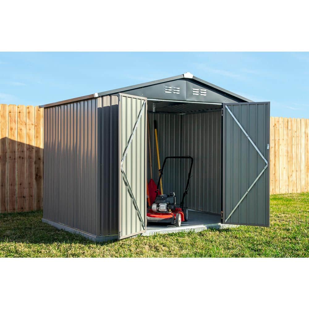 Beige and Tan 8 x 6 ft Galvanized Steel Storage Shed