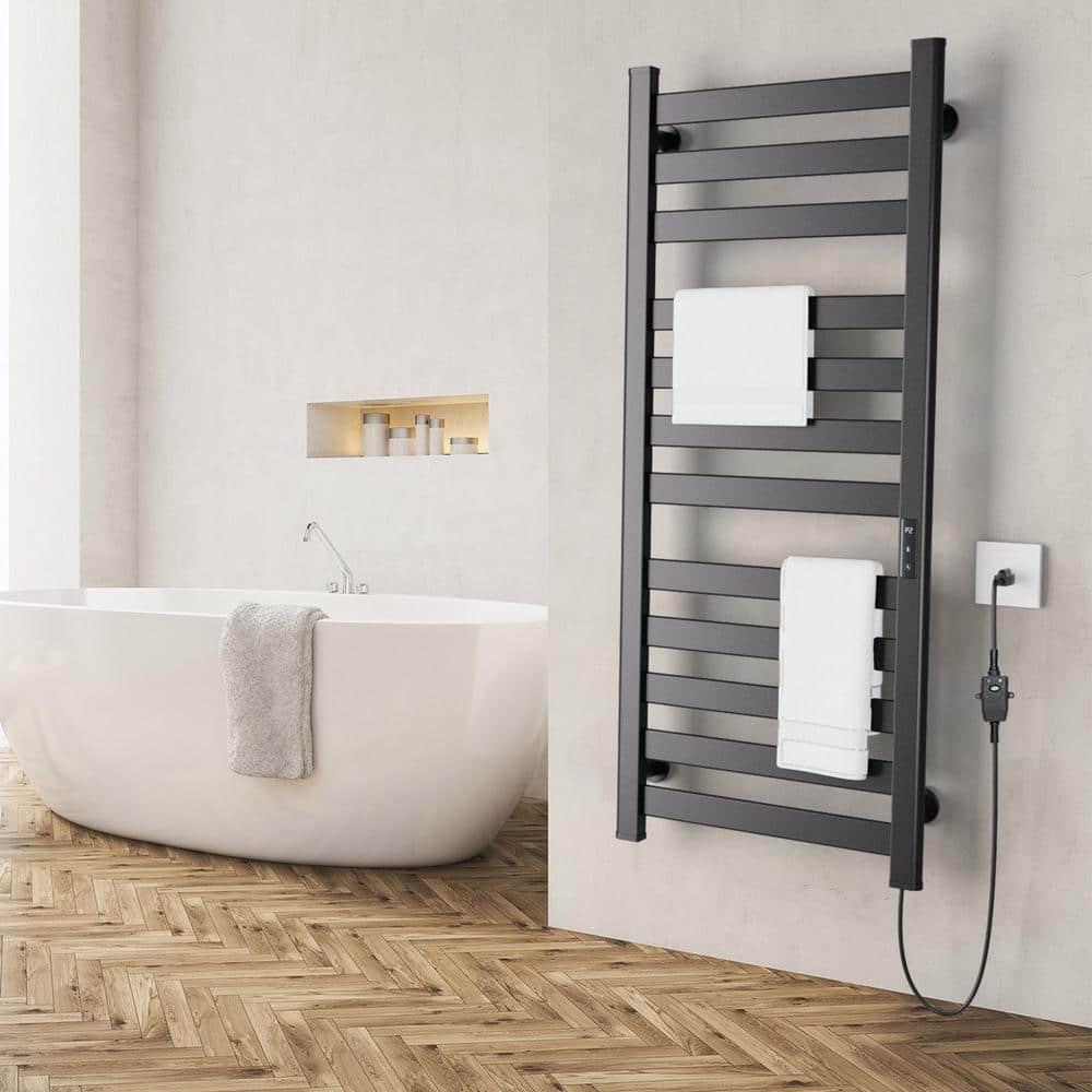 12-Bar Wall Mounted Electric Plug-in Towel Warmer Heated Towel Rack for Bat
