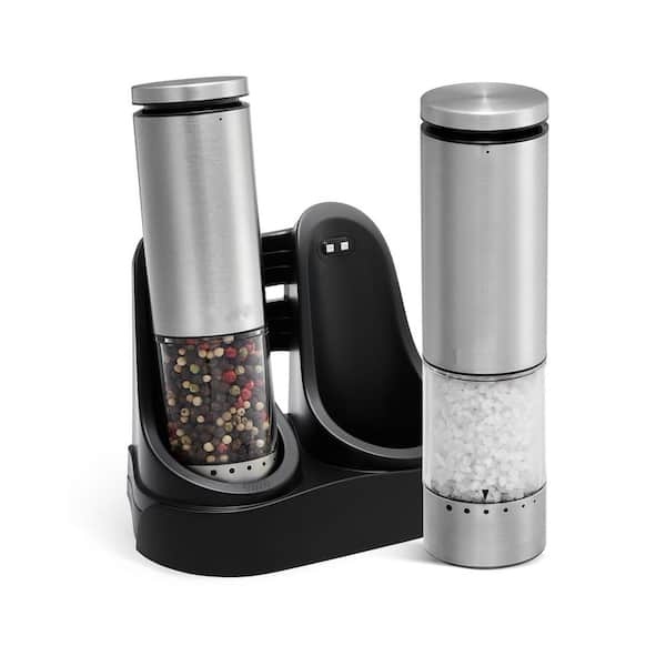 Rechargeable Electric Salt and Pepper Grinder Set, Stainless Steel Automatic Salt and Pepper Grinder Set with Top Button