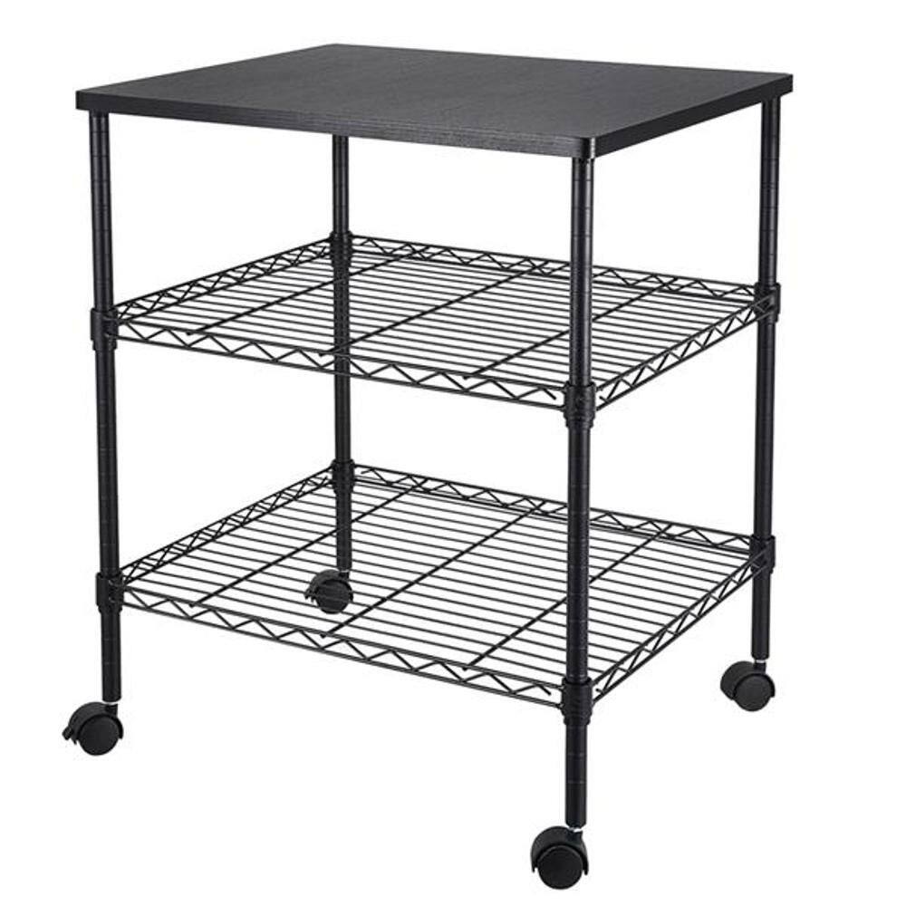 3-Tier Metal Pantry Organizer with Wood Tabletop & Lockable Wheels, Rolling Storage Cart for Microwave, Coffee Station price history on PriceWatchPro