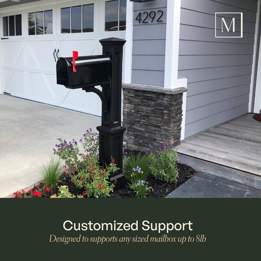 Newport Black Polyethylene Mail Post with Arm