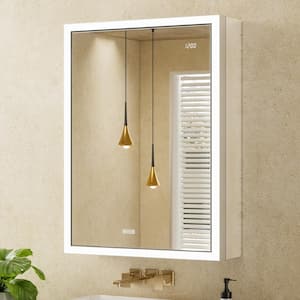 Elega 24 in. W x 32 in. H Right Rectangular Aluminum Recessed/Wall Mount Fogless Lighted Medicine Cabinet with Mirror