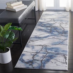 Craft Gray/Blue 2 ft. x 10 ft. Distressed Abstract Runner Rug