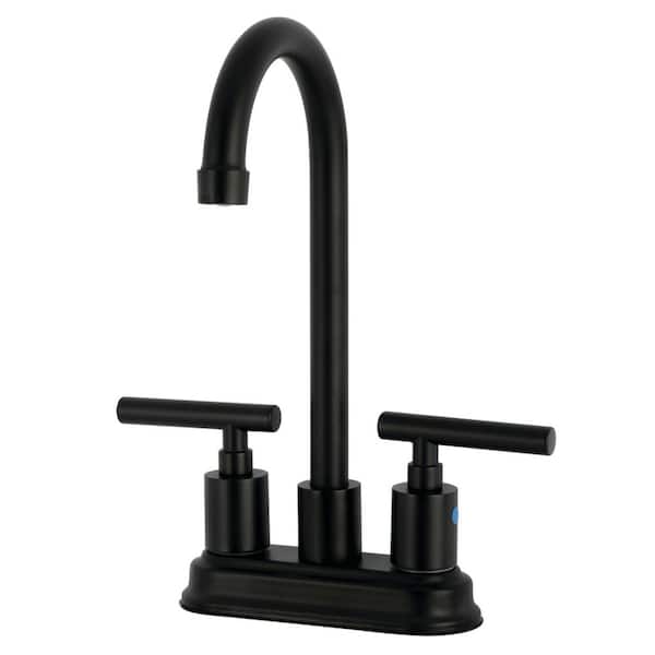 Manhattan 2-Handle Deck Mount Bar Prep Faucet in Matte Black