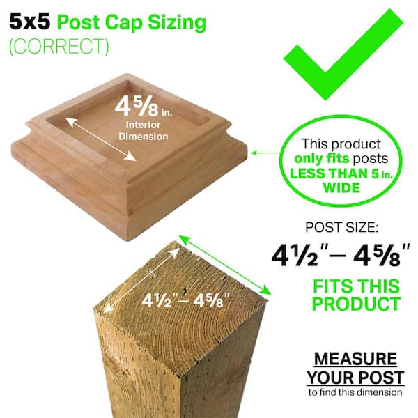 Pack of 8 Woodway Pyramid 5x5 Post Cap Newel Post Top 5 x 5 Fits Up to 4.5 x 4.5 Inch Post Premium Cedar Wood Fence Post Cap